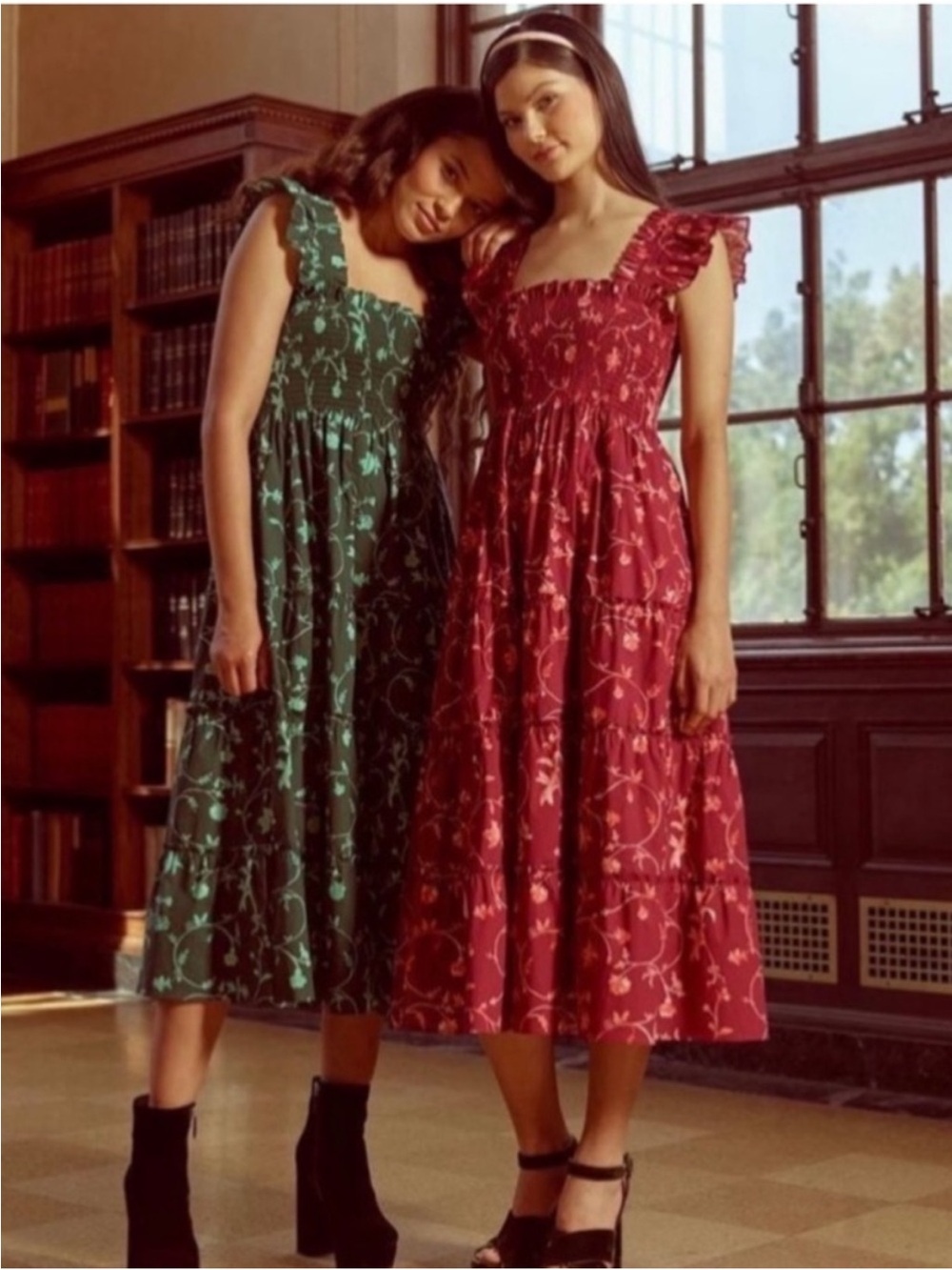 Hill House The Ellie Nap Dress Women’s Small Burgundy Botanical Ellie Floral XXS